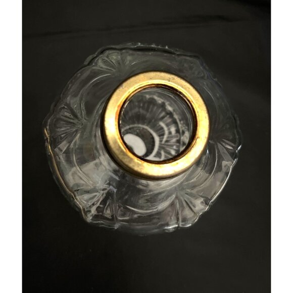 Antique Eagle Pressed Glass Oil kerosene Lamp Base Brass Collar - Picture 3 of 6